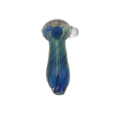 3.5inch Thick Blue and Green Spiral Hand Pipe