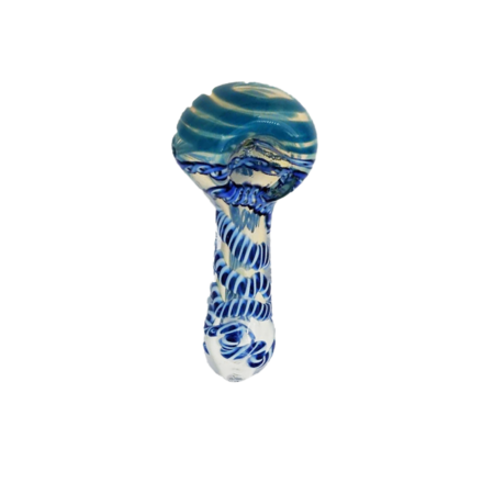 4inch Blue and White Spiral Hand Pipe