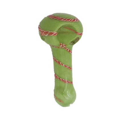 4inch Green with Red Spiral Hand Pipe