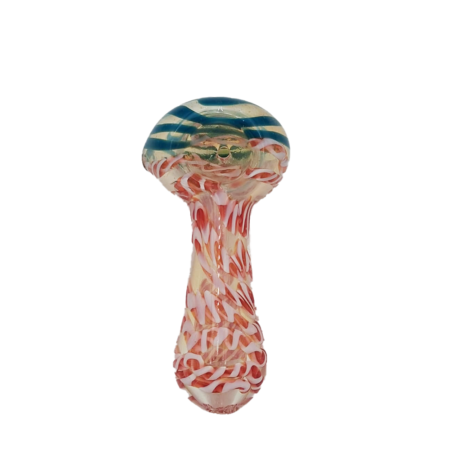 4inch Blue Stripe with Red and White Spiral Hand Pipe