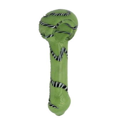4inch Green with Black and White Spiral Hand Pipe