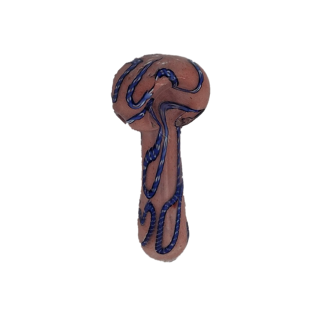 4inch Pink with Blue Wavy Line Hand Pipe