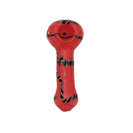 4inch Red with Black and White Wavy Lines Hand Pipe