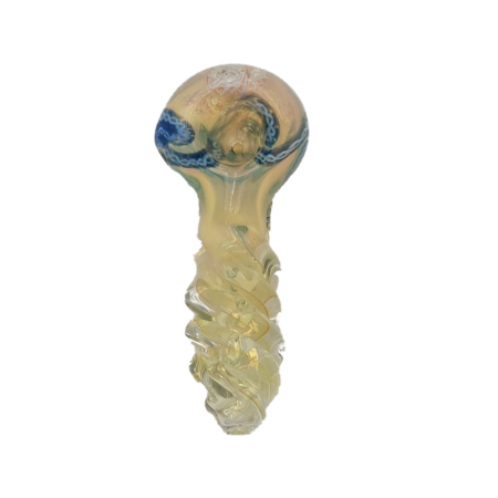 4.5inch Yellow with Blue Swirl Hand Pipe
