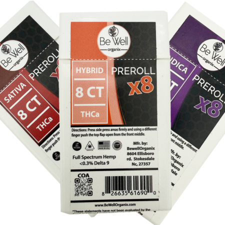 Be Well Organix | 1g THC-A Prerolls | 8 Count