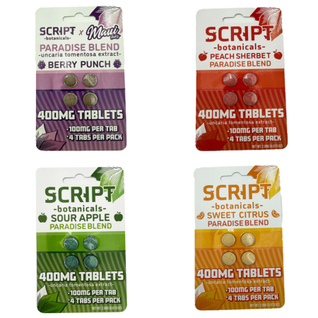 Script Botanicals Paradise Blend | 400mg Uncaria Tomentosa Tablets | 4 Count