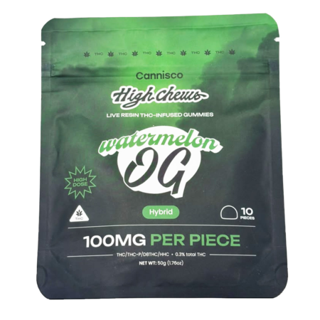 Cannisco High Chews | Watermelon Og | 1000mg Live Resin THC-Infused Gummies | 10 Count